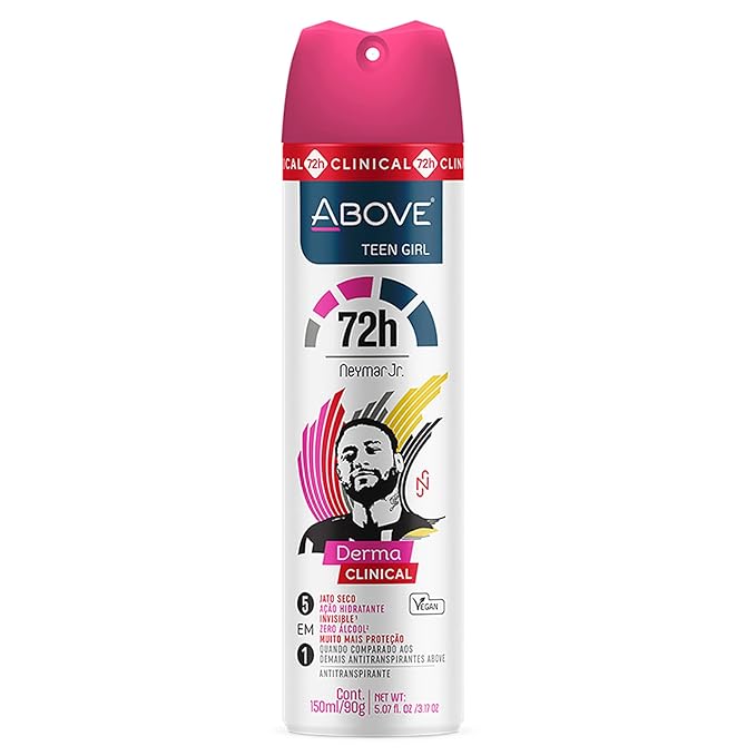 ABOVE 72H Whole Body Spray Deodorant for Women – Neymar Jr Teen Girl – Aluminum Free Antiperspirant Deodorant Spray – Long-Lasting Protection, No Stains, Vegan, Cruelty-Free, Rose & Musk Scent