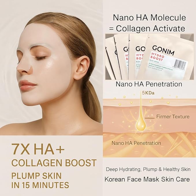 Face Mask Korean Skin Care with Hyaluronic Acid & Collagen Activation- Face Masks Skincare Hydration, Anti Aging & Moisturizing Sheet Mask for All Skin Korean Face Mask 30ml x15 Sheets