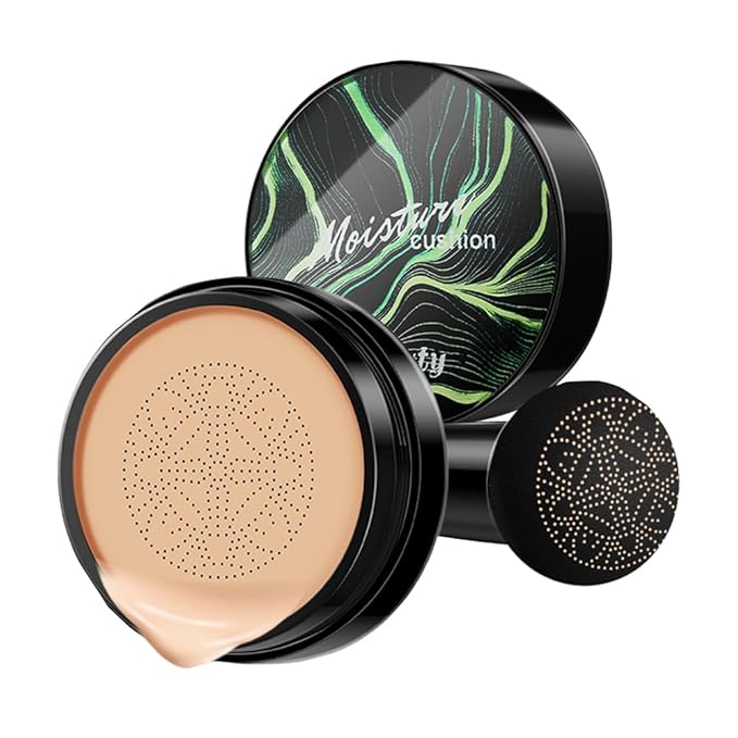 Mushroom Head Air Cushion CC Cream Foundation, Moisturizing Concealer BB Cream Nude Long Lasting Matte CC Cream Makeup Liquid Foundation (1pcs Buff Beige)