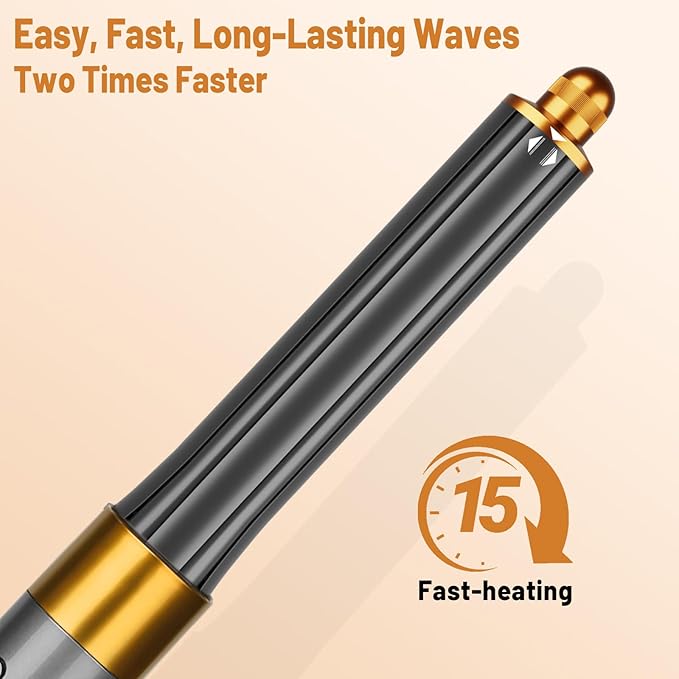 30mm/1.2 Inch Curling Barrel for Dyson Airwrap, Long Hair Curling Roller Barrels Compatible with Airwrap HS01/05, Self-Curling Replacement Attachment for Part No.971888-07, Gold