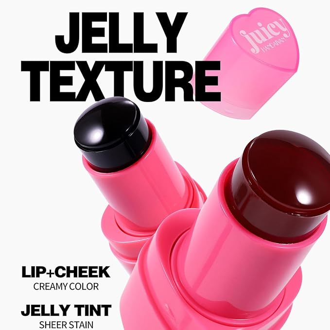 5 Colors Hydrating Lip & Cheek Tint, Long-Lasting Jelly Blush Stick with Cooling Effect, Watercolor-Like Finish (# 02)