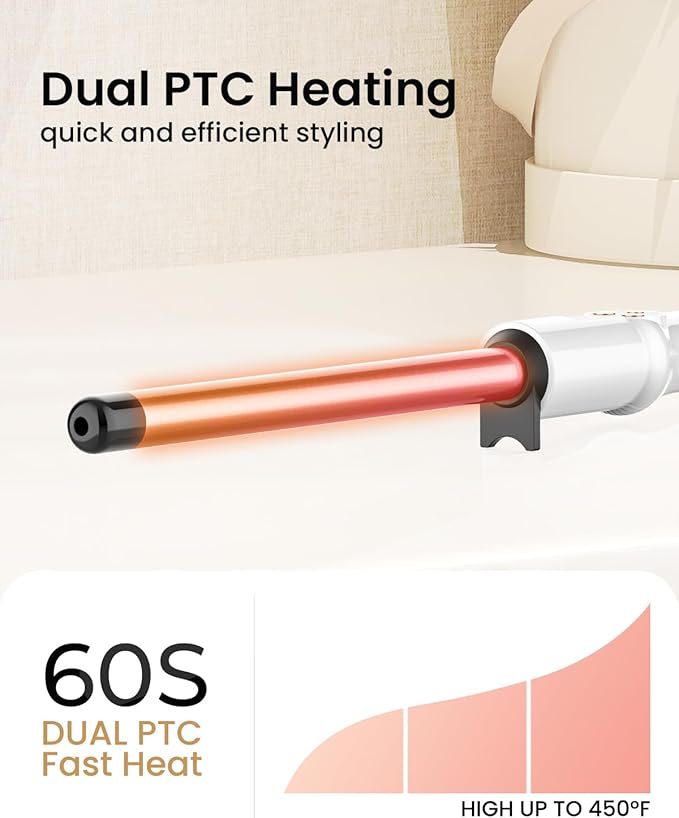 HOSON 3/4 Inch Curling Wand for Long Hair,19mm Ceramic Wand Curling Iron Extra Long Barrel, Dual Voltage, 10 Temps