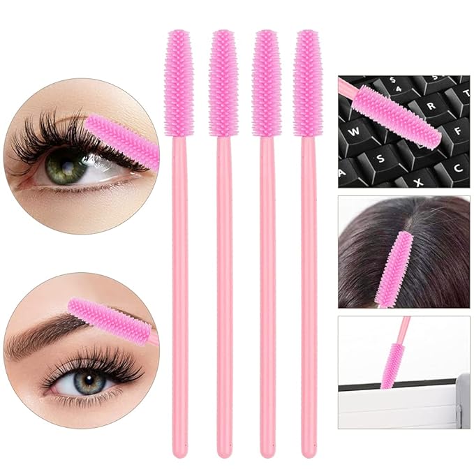 MyAoKuE-UP 100pcs Silicone Mascara Wands Disposable Eyelash Brushes Wand for Extension Makeup Brush Tool Bulk