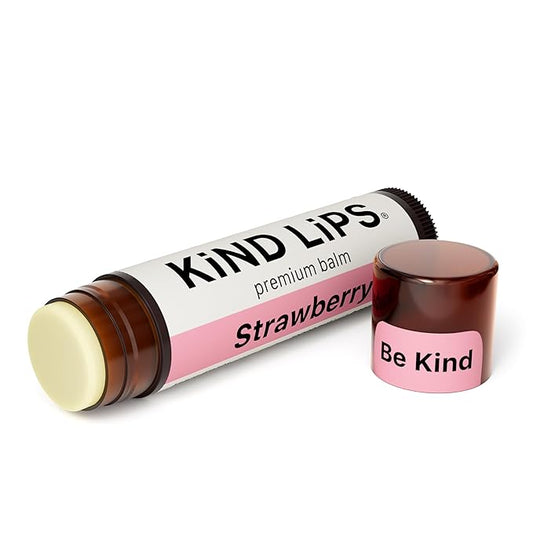 Kind Lips Organic Strawberry Lip Balm - Natural Moisturizing Lip Treatment, Gluten Free – Moisturizing Chap stick Alternative – Hydrating Lip Care for Soft, Healthy Lips, Single Pack