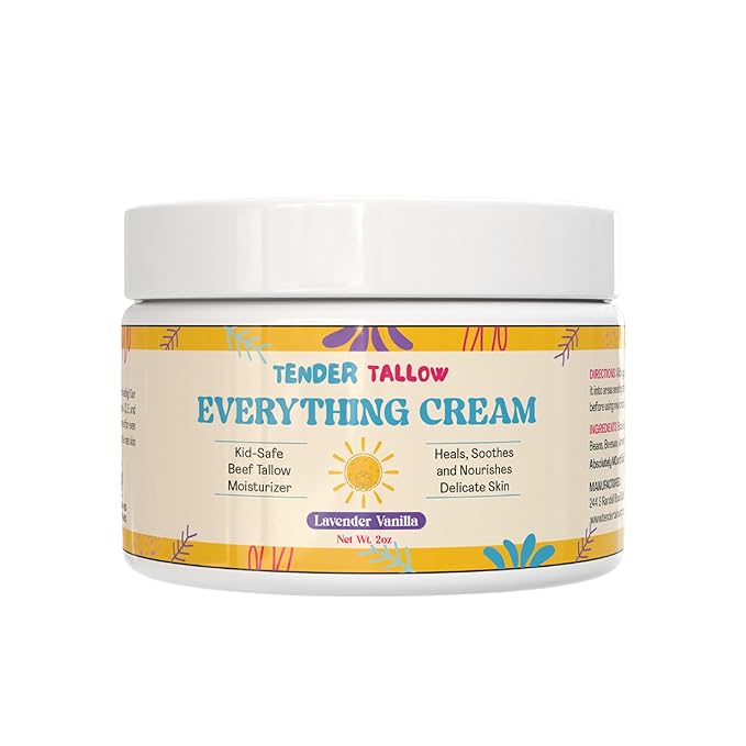 – Lavender Vanilla Whipped Tallow Cream for Babies & Kids, 100% Grass-Fed Non-Toxic Balm for Sensitive or Eczema-Prone Skin - Moisturizing Body Cream for Chapped Cheeks & Dry Skin – 2oz