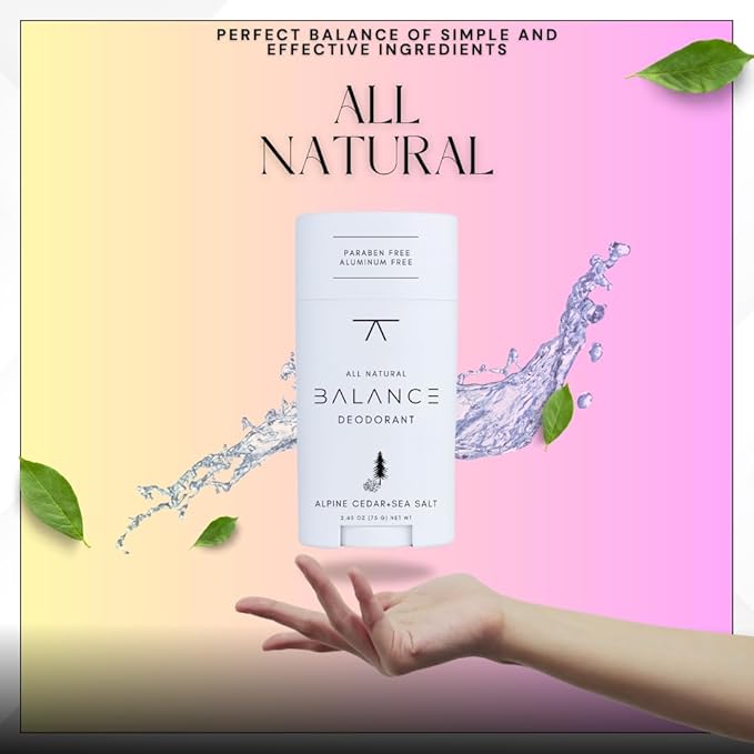 BALANCE All Natural Deodorant (Alpine Cedar & Sea Salt) - for Women and Men