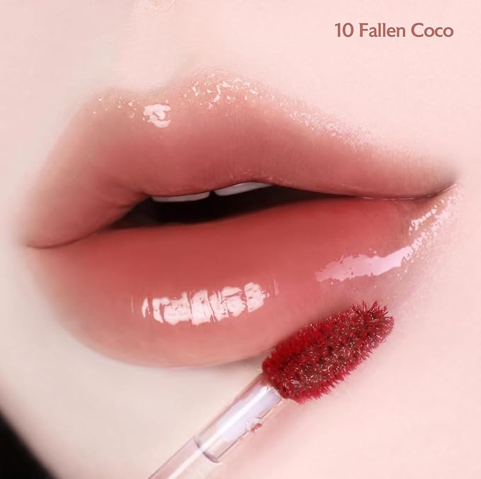 MILKTOUCH Jelly Fit Lip Tint (10 Fallen Coco) with Cooling Plumping Effect and Water-Based Non-Sticky Texture | Long Lasting Korean Beauty Lipstain Tinted Gloss Oil Brown K Makeup