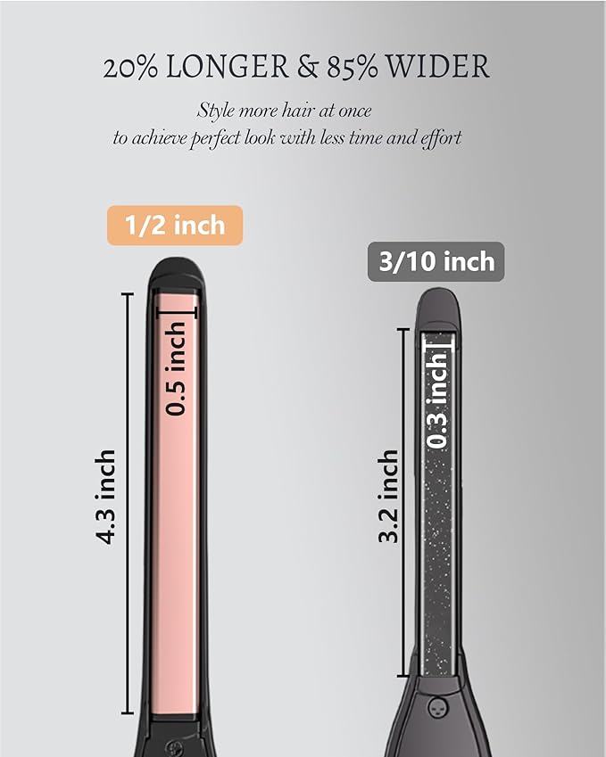 DSHOW 1/2" Flat Iron, Small Flat Iron Hair Straightener for Short Hair, Tourmaline Ceramic Mini Travel Hair Straightener with a Pouch, 6 Temperature, Dual Voltage (Black)