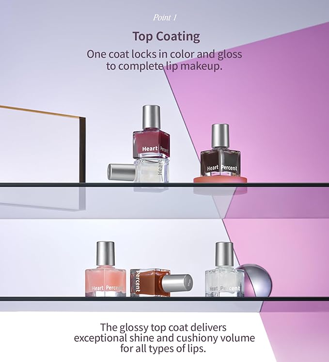 Heart Percent Dote On Mood Top Coating Lip Plumper, High-Shine Glossy Finish Cool to Warm Tone Changing Lip Gloss 01. Warm Changer