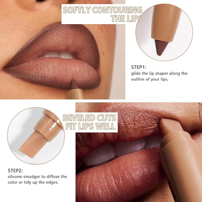 Plump Matte Crayon Lip Liner Pencil, Deep Green Lip Liners Lipstick, Long-Lasting Waterproof Creamy Formula, With Silicone Smudger for Define Contours & Sculpting Lip, 0.75g/0.026oz
