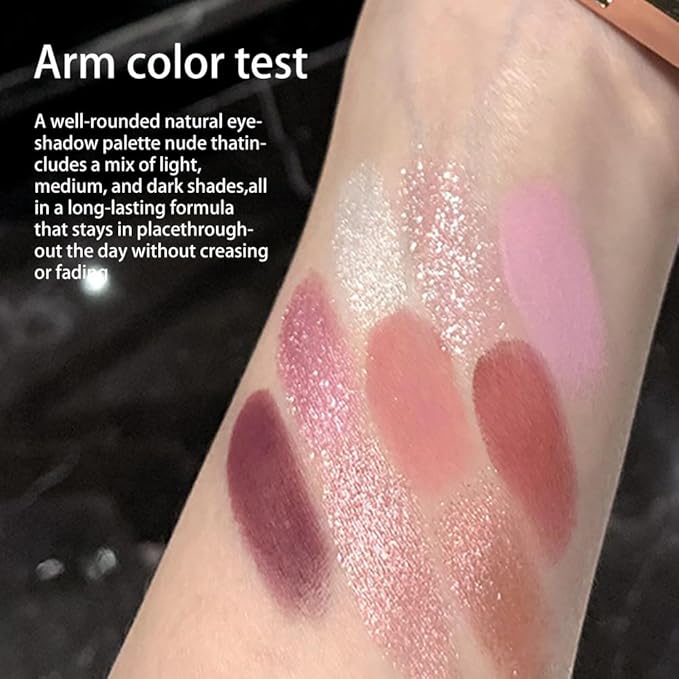 Matte Sparkling Eye Shadow Palette,Neutral Nude Smoky Glitter Powder Eyeshadow for Older Women,High-Pigment Eye Makeup, Naturing-Looking Travel Size Makeup Pallete (Matte Glitter-Pink)