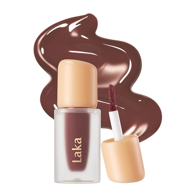 Laka Fruity Glam Lip Tint Mini, Glowing Lip Stain with Wide Color Spectrum, Hydrating & Lightweight Texture, Long-Lasting Bold Stain, Non-Sticky, Vegan, K-Beauty (121 Ashnut)