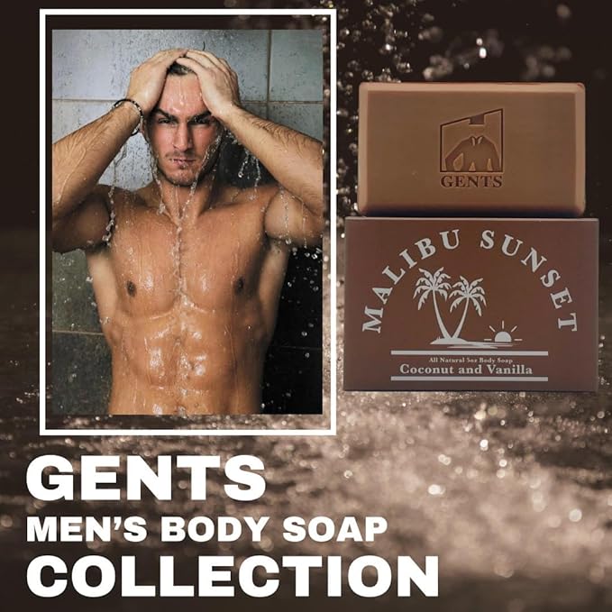 Gents Variety Men's Body Soaps - Moisturizing Bar Soap for Men, Smell Fresh and Clean, Washing Hands & Body, All Skin Types for Bath and Shower (Royal Beehive & Malibu Sunset)