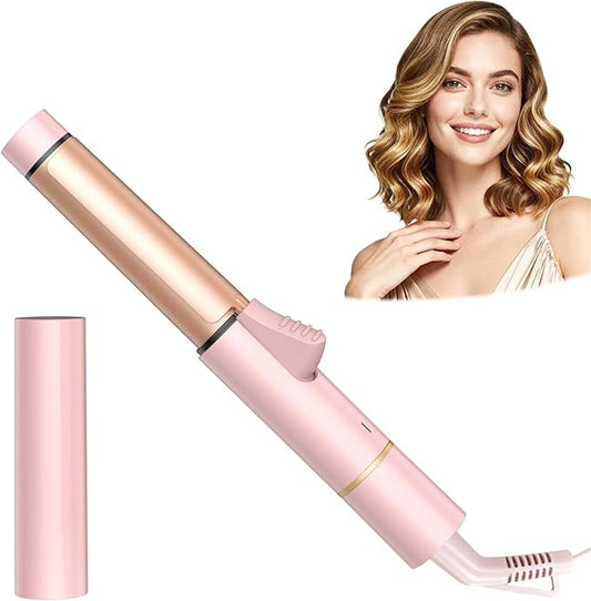 Ukliss Mini Travel Curling Iron 1 Inch, Dual Voltage 110-240V, 30s Fast Heating & Ionic Ceramic, Portable Hair Curler with Case, Perfect for Short to Medium Hair, Frizz-Free Curls (Pink)