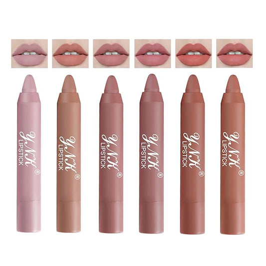 6PCS Matte Lipstick Pen Set – Long Lasting Lip Balm Crayon, Soft Smooth Lip Color, Non-Sticky Velvet Finish, Moisturizing Lip Crayons for Women & Girls