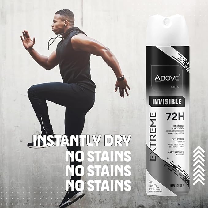 ABOVE Extreme Men Invisible - 72H Antiperspirant Spray Deodorant for Men 5.07 Fl Oz(4 Pack) | Aluminum-Free | Fresh Mist, No Stain & Alcohol, Long-Lasting Men's Deodorant Spray | Mint, Peach, Apricot