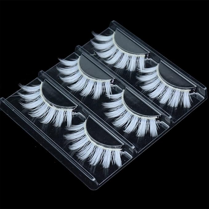 White Eyelashes Cosplay Lashes White False Eyelashes Thick Natural White Lashes Can Be Painted Easter Fake Eyelashes Halloween Costume Party Eye Lashes Tool Stage Performance (MQ1-15mm)