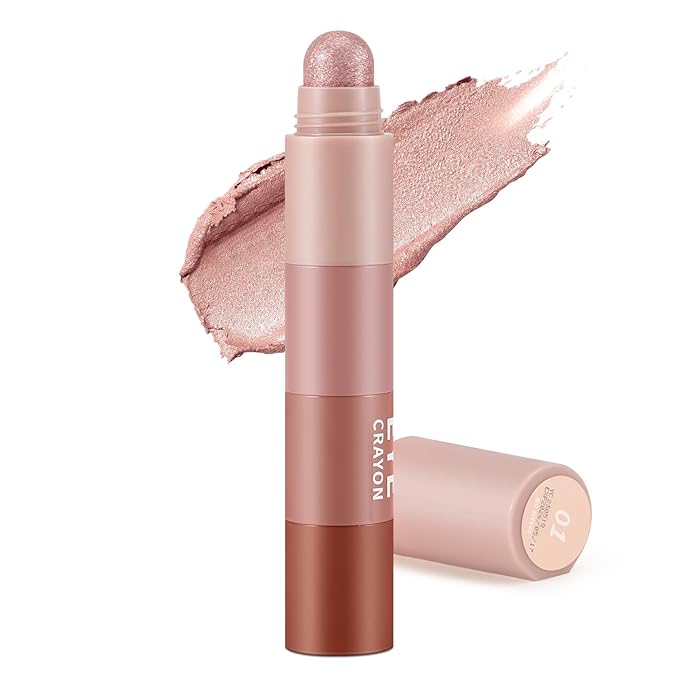 4 Color Eyeshadow Pencil，Glitter Eyeshadow Stick，Creamy Matte Eye Shadow Pen，Face & Eye Highlighter Pen，Highly Pigmented Crayon Nude Eyeshadow