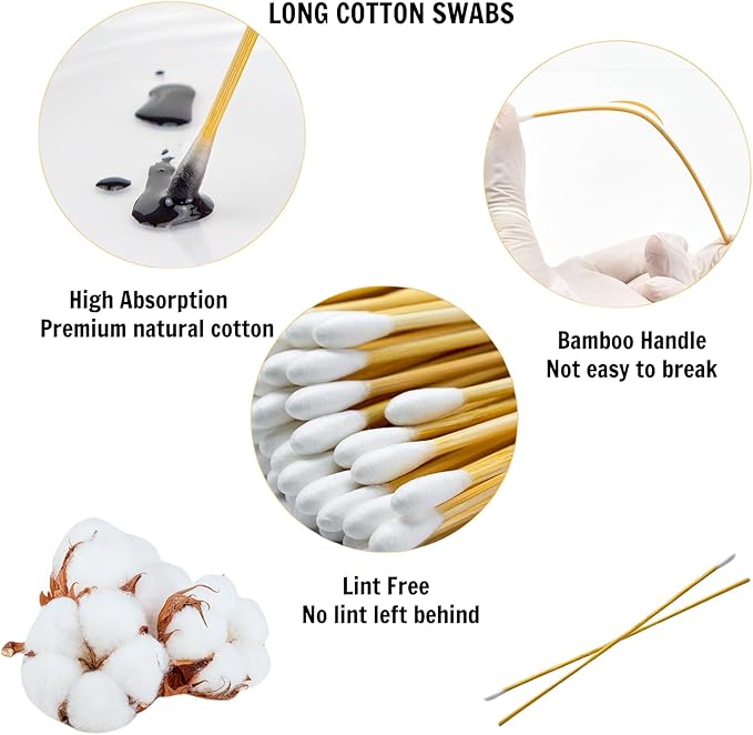 800PCS Long Cotton Swabs Bulk - 6" Wooden Cotton Swab with Strong Bamboo Handle - Extra Long Single Tipped Applicators for Cleaning Makeup, Home, Electronics and Art & Crafts (800 Count Totally)