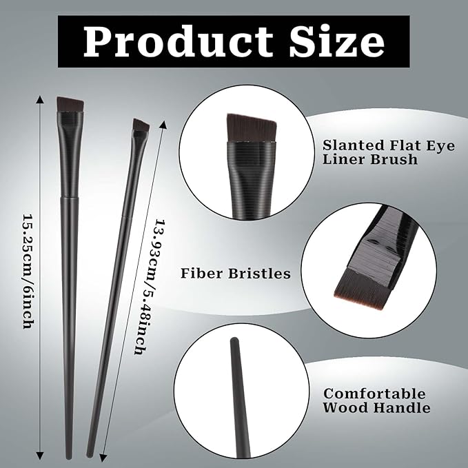 10 Pcs Angled Eyebrow Eyeliner Brush Set Eyebrow Tint Brush Flat Eyebrow Brush Applicator, Fine Angled Ultra Thin Angled Eyeliner Eyeshadow Eyebrow Makeup Brush Applicator