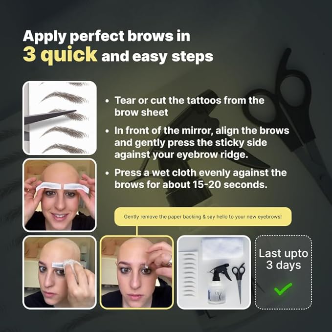 20 Pairs Dark Brown Temporary Eyebrow Tattoos, Waterproof and Smudge-Proof Medium Sassy Swerve Style Realistic Eyebrow Stickers for Women, Easy to Apply, Won't Work on Existing Brows