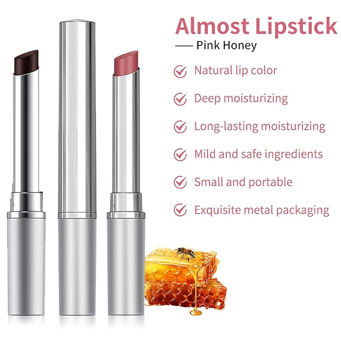 Dulele 2PCS Honey Lipstick Tinted Lip Balm, Glossy Hydrating Lip stick, Sheer Black Jelly Lipstick, Nourishing Black and Pink Lip Stick, Moisturizing Lip Care Balm for Dry Lips