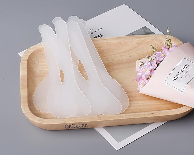 100 PCS of White Color Cosmetic Spatula for Makeup Face Mask Plastic Spoon Disposable Makeup Tools for Mixing and Sampling 4.88'' x 1.06”/Spatulas Skin Care Facial Cream Mask Spatula