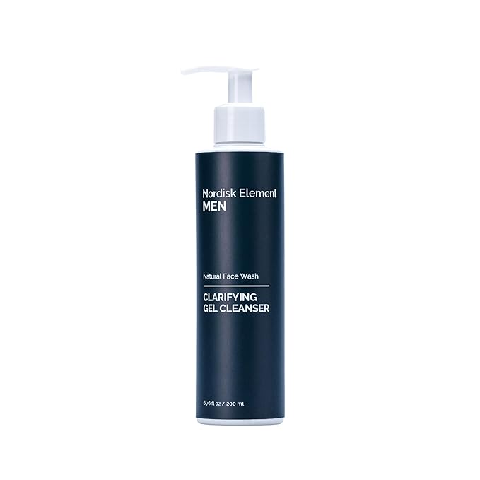 Nordisk Element Men’s Face Wash – Clarifying Gel Cleanser with Plum Extract | Daily Gentle Vegan Facial Wash for All Skin Types, Hydrating, Non-Stripping, Sulfate-Free, pH Balanced, 6.76 Fl Oz