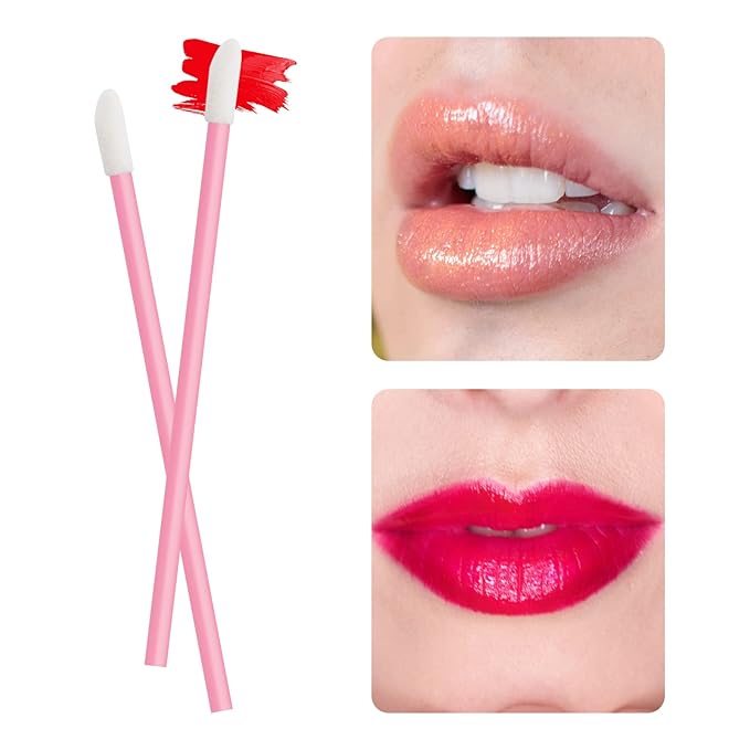 Pink Lip Wands Applicators Disposable - Vaincre 500PCS Lip Brush, Lipstick Make Up Lint Free Brush Gloss Wands, Makeup Applicator Beauty Tool Kits