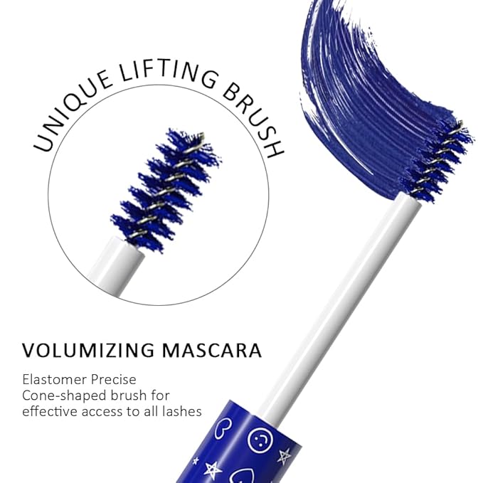 Navy Blue mascara for eyelashes Waterproof,Royal Eyelash Mascara Long lasting Charming Voluminous Cruelty Free Vegan Eye Makeup Blue Eyelashes for Women