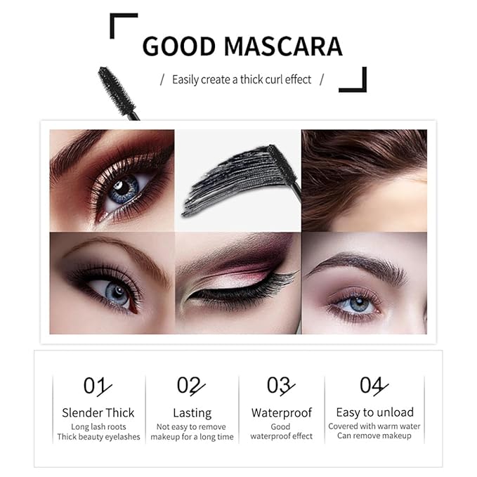 4D Silk Fiber Lash Mascara Extension Voluminous Mascara Waterproof & Smudge-Proof Long-Lasting 24 Hours No Flaking Longer Thicker Eyelashes,All Day Exquisitely Full (4 Packs)