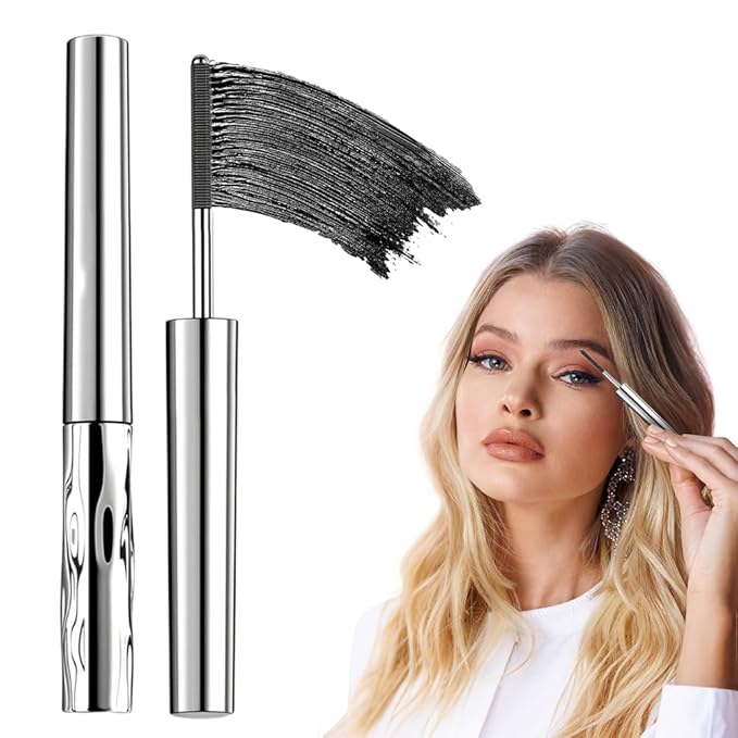 Iron Wand Mascara, Waterproof Quick Drying Curling Mascara, Black, 3D Curling Metal Wands, No Flaking, No Clumping (1 PCS)