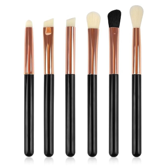 Eye Makeup Brush Set, 6Pcs Professional Soft Make Up Brushes Tools，for Blending Eyeshadow Concealer Eyebrows Eyeliner（Black-YA01）