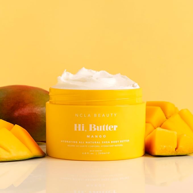 NCLA - Hi, Butter Natural Shea Body Butter | Vegan, Cruelty-Free, Clean Skincare (Mango, 6.8 oz | 200 ml)