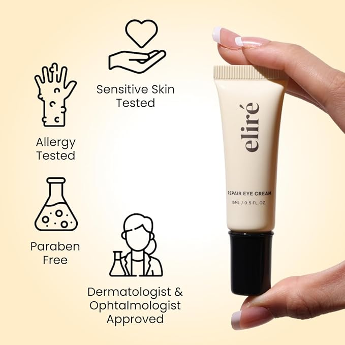Korean Repair Eye Cream - Restores and Strengthens Delicate Under-Eye Skin - With Ceramides and Caffeine - Reduces Fine Lines, Wrinkles and Puffiness - Fast-Absorbing - Dermatologist-Tested - 15ml