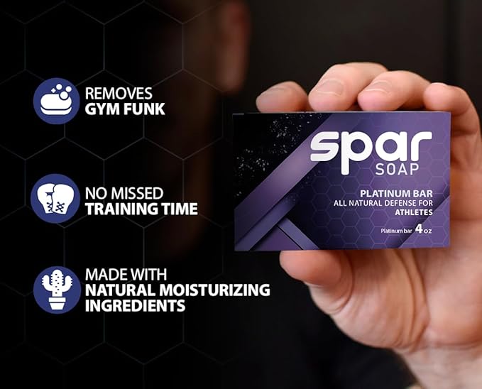 Spar Soap Platinum Bar (4 Ounce), Lavender Tea Tree, Cleansing Properties, For BJJ, MMA, Wrestlers, Grapplers, Men/Women, USA Made Body Soap, For Body Odor, With Lavender, Cassia, Clove