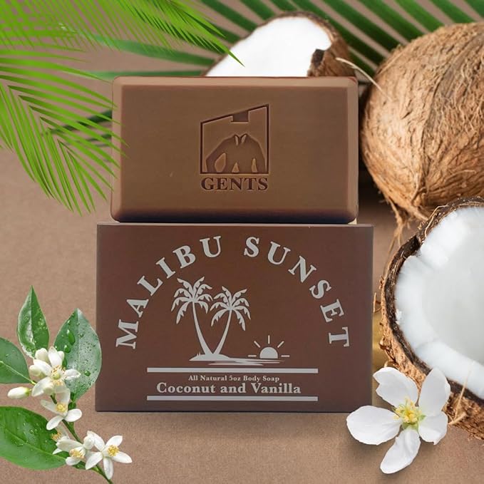 Gents Variety Men's Body Soaps - Moisturizing Bar Soap for Men, Smell Fresh and Clean, Washing Hands & Body, All Skin Types for Bath and Shower (Royal Beehive & Malibu Sunset)