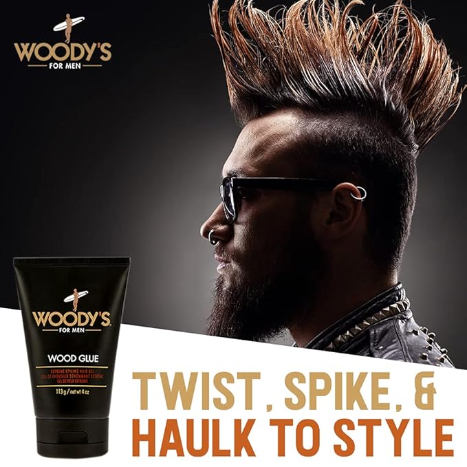 Woody's Hair Gel for Men - Extreme Hold Hair Gel, Styling Wood Glue, No Flaking Strong Hold, Barber Supplies, 4 oz, 2 Pack