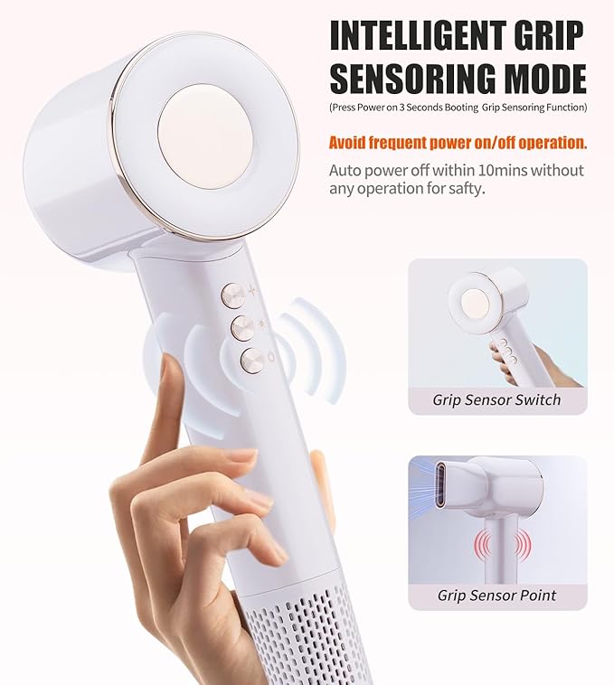 High Speed Hair Dryer, Blow Dryer with Magnetic Concentrator for Fast Drying, Low Noise Thermo-Control Professional Lightweight Hair Dryer for Women
