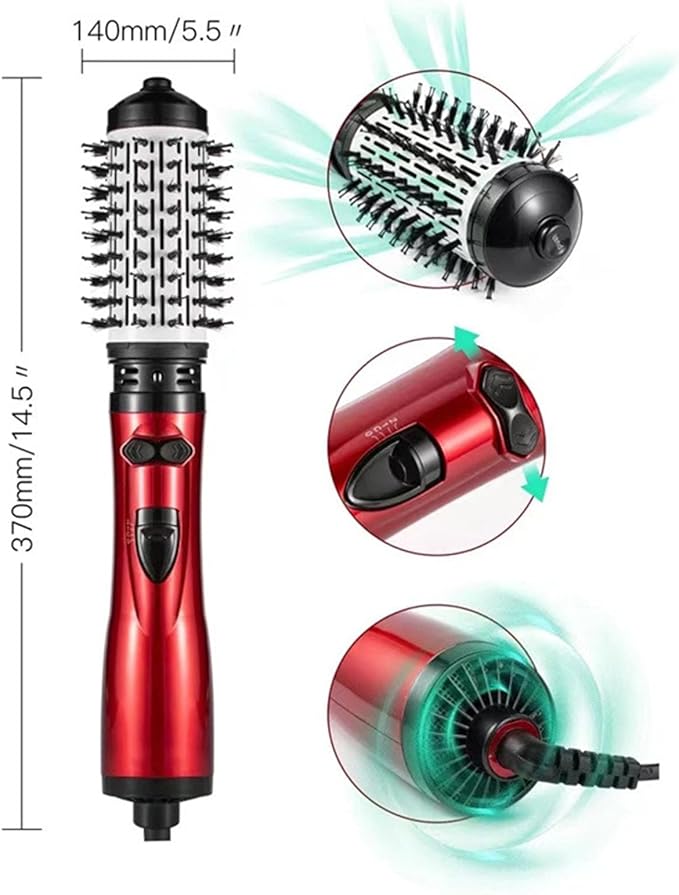 3-in-1 Hot Air Styler & Rotating Hair Dryer Brush with 2 Interchangeable Brushes | Anti-Frizz Ionic Technology for Straightening, Drying & Curling | 3 Heat Settings & 360° Rotation (Silver)