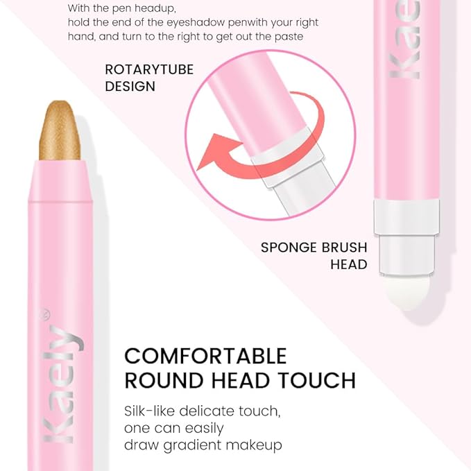 2-in-1 Cream Eyeshadow & Highlighter Stick, Waterproof Golden Gold Shimmer Eye Shadow Pencil for Women, Long-Lasting Pigmented Makeup, sombras para ojos 11