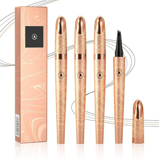 Microblading Eyebrow Pen, 2025 New Premium Waterproof Eyebrow Pencil, Eye Brow Pen with 4 Tip, Long-Lasting Natural Magic Eyebrow Makeup Fine Stroke Contouring Pencil Stay on All Day (All-4Pcs)