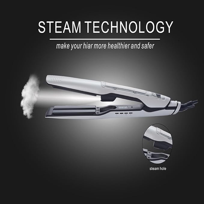 Hair Straighteners with Steam 2026 New Professional 2 in 1 Ceramic Flat Iron and Curler with 360° Swivel Cord Straightener and Curling Iron for Straight Curly Frizzy Hair, White