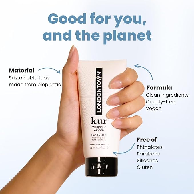 LONDONTOWN kur Whipped Cloud Hydrating, Moisturizing & Fast Absorbing Hand Cream, Vegan & Cruelty Free - 2.5fl oz, 1 Pack