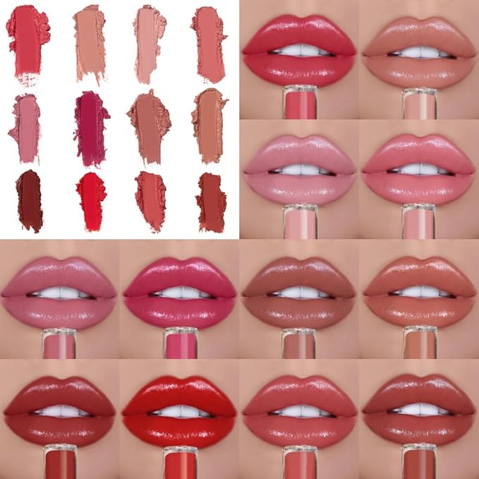 12 Colors Cream Texture Lipstick, 2025 Upgraded Waterproof Long-Lasting Moisturizing Lip Gloss, Non-Sticky Lip Stain Makeup for Daily Special Occasions (10)