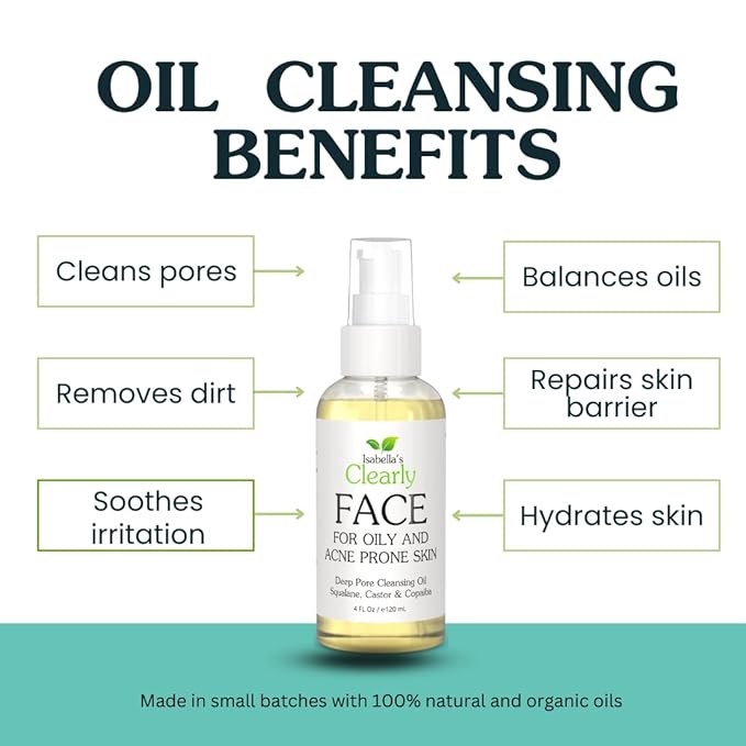 Clearly FACE, Natural Oil Cleanser Face Wash and Makeup Remover | Anti Aging Cleansing Oil with Rosehip, Avocado, Sea Buckthorn, Vegan Squalane | Water Free, Made in USA