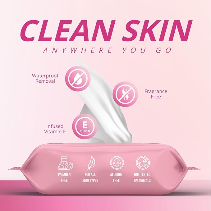 Air Jungles Makeup Remover Wipes 25 Count (Pack of 2), Alcohol-Free & Fragrance-Free, Extra Large Facial Towelettes for Face & Eyes, Removes Waterproof Makeup, Infused with Vitamin E