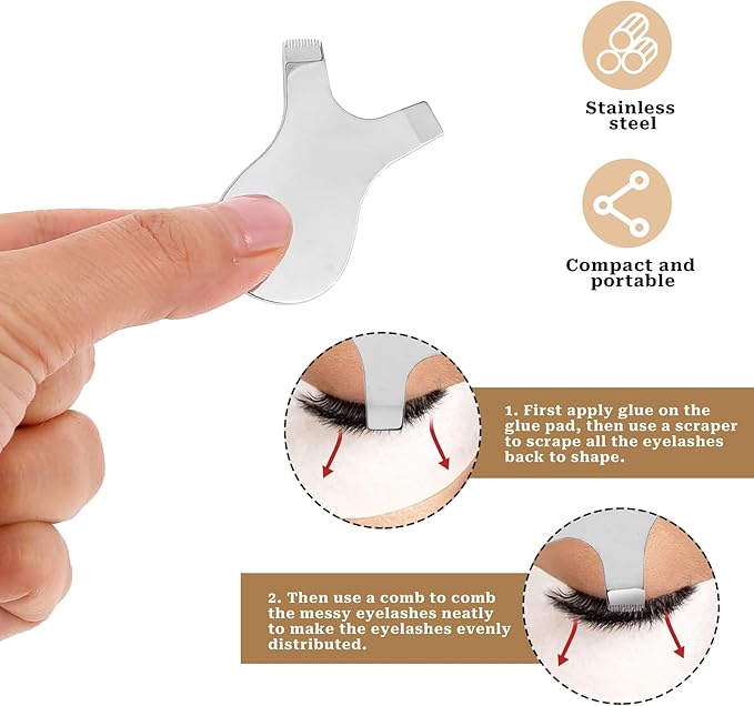 Lash Lift Comb, Reusable Metal Y Eyelash Comb Stainless Steel Eyelash Perming Brush Lash Lift Tools Eyelash Curlers Eye Makeup Tool Eyelash Separator Tool for Lash Grafting, Eyelash Extension - Silver