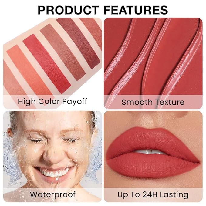 Matte Red Retractable Lipliner Pencil, Highly-Pigmented lip pencil, Long Lasting Waterproof Makeup Crayon for Lip Liner and Eye Liner, Smooth and Creamy, Rich Colors, Smooth Application, 04#