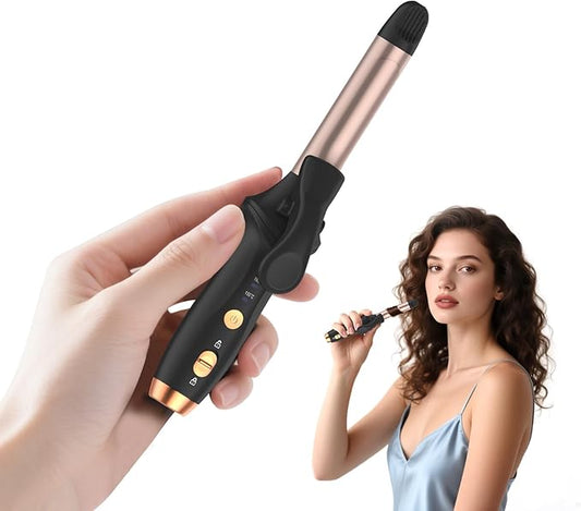 Cordless Curling Iron Hair Curler: Mini USB Rechargeable 4000 mAh 3 Temp Setting Travel Portable 200 Million Negative Ion 2 in 1 for Long Short Hair